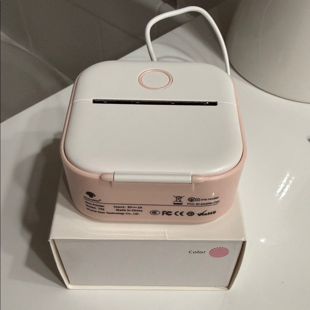 Mini Pink and White Thermal Printer